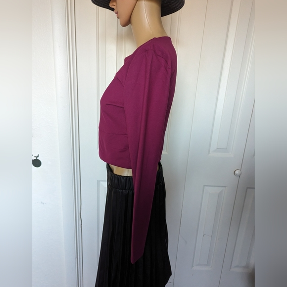 NWT Core IO dark purple Open Front Long Sleeve Crop Top Size Medium. - Picture 3 of 13